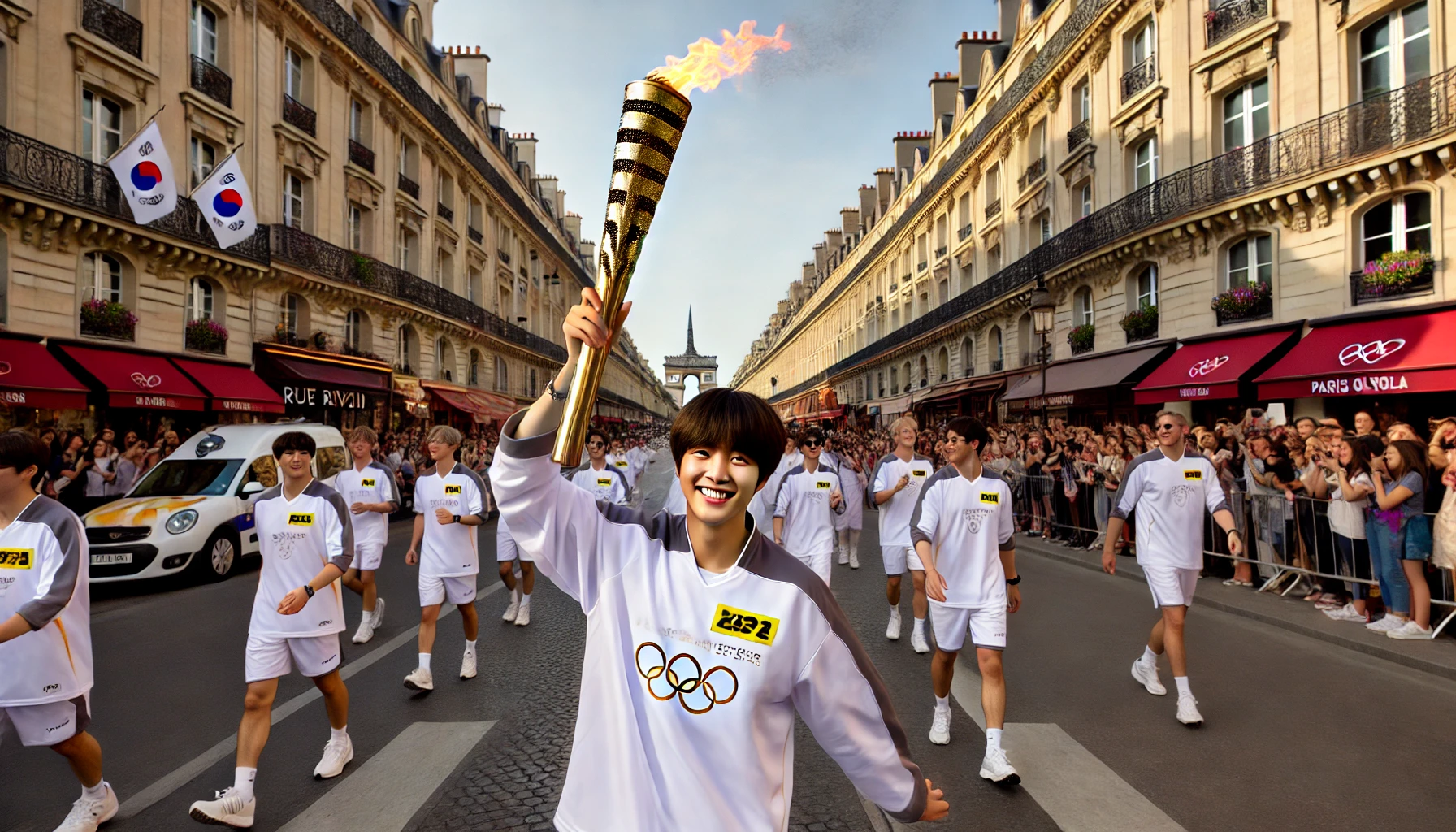 Ribuan ARMY Sambut Jin BTS saat Membawa Obor Olimpiade di Paris