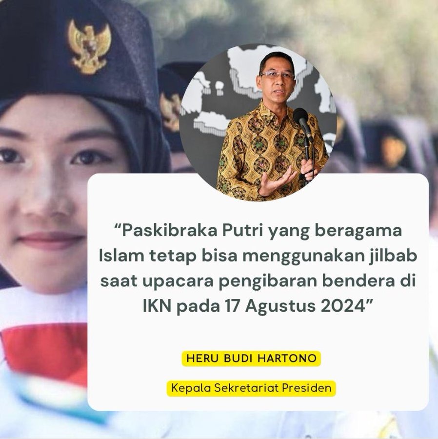 Jelang Upacara di IKN, Belasan Paskibraka Putri Tampil Pakai Jilbab.(FotoX@susan ningtyas