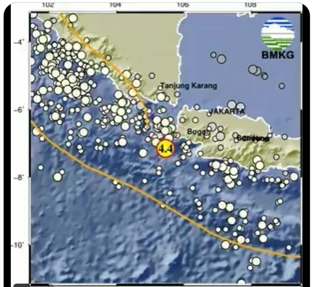 Gempa Magnitudo 4,4 Guncang Sumur, Banten. (|Tangkap layar X@BMKG)