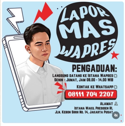 Lapor Mas Wapres Dibuka: 50 Aduan Warga Dibatasi Per Hari